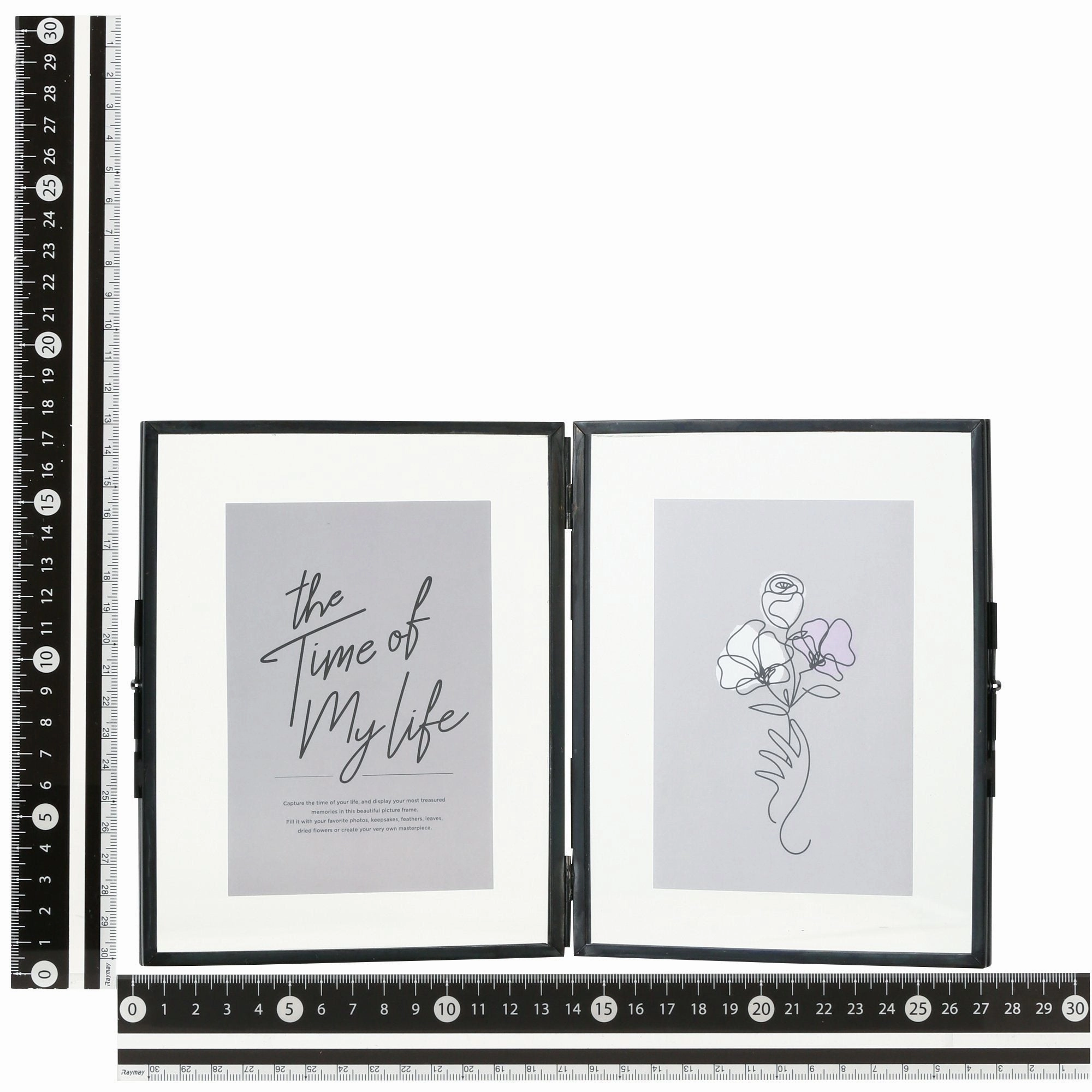 Metal Glass Frame 2Windows Black
