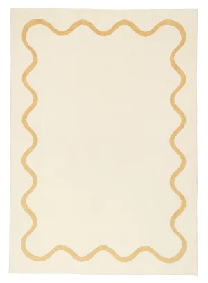Micah Brown and Beige Wiggle Bordered Washable Rugmodern color block patchwork rug