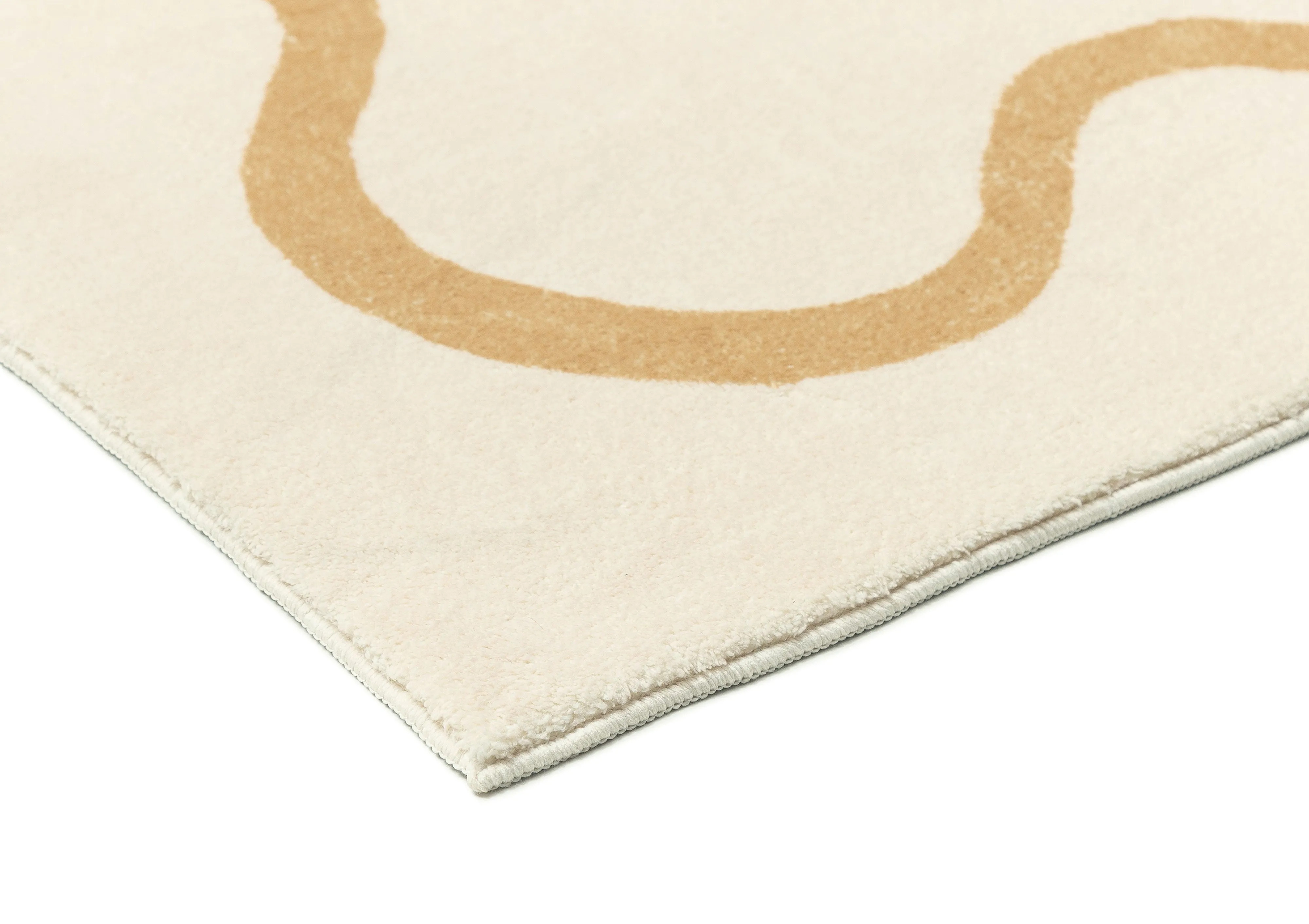 Micah Brown and Beige Wiggle Bordered Washable Rug