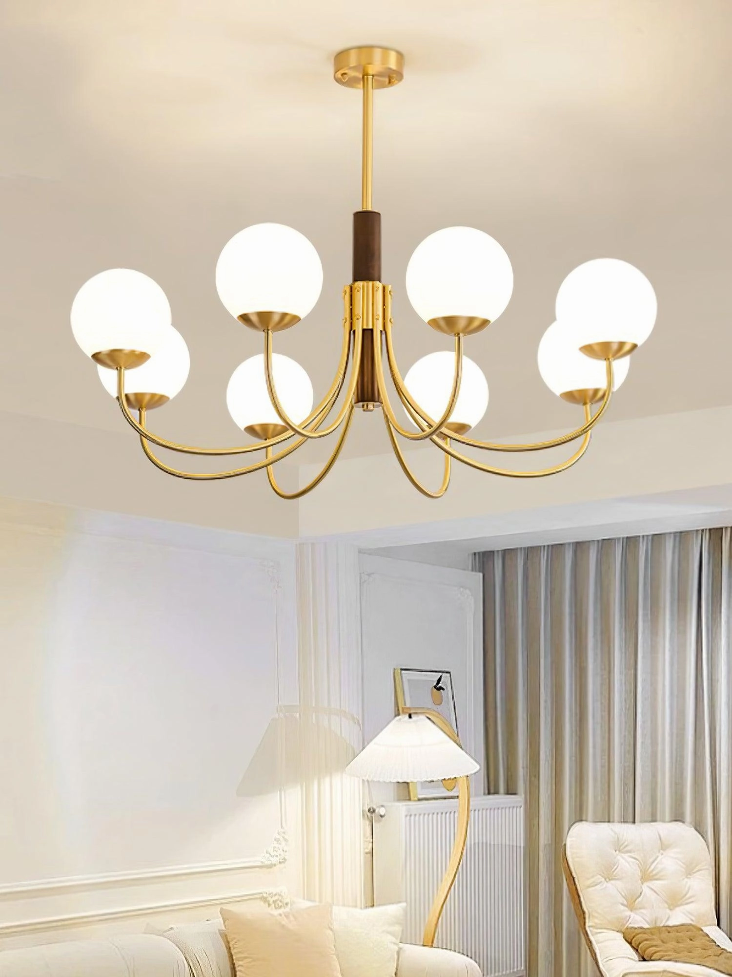 Midas Touch Walnut Sphere Chandelier