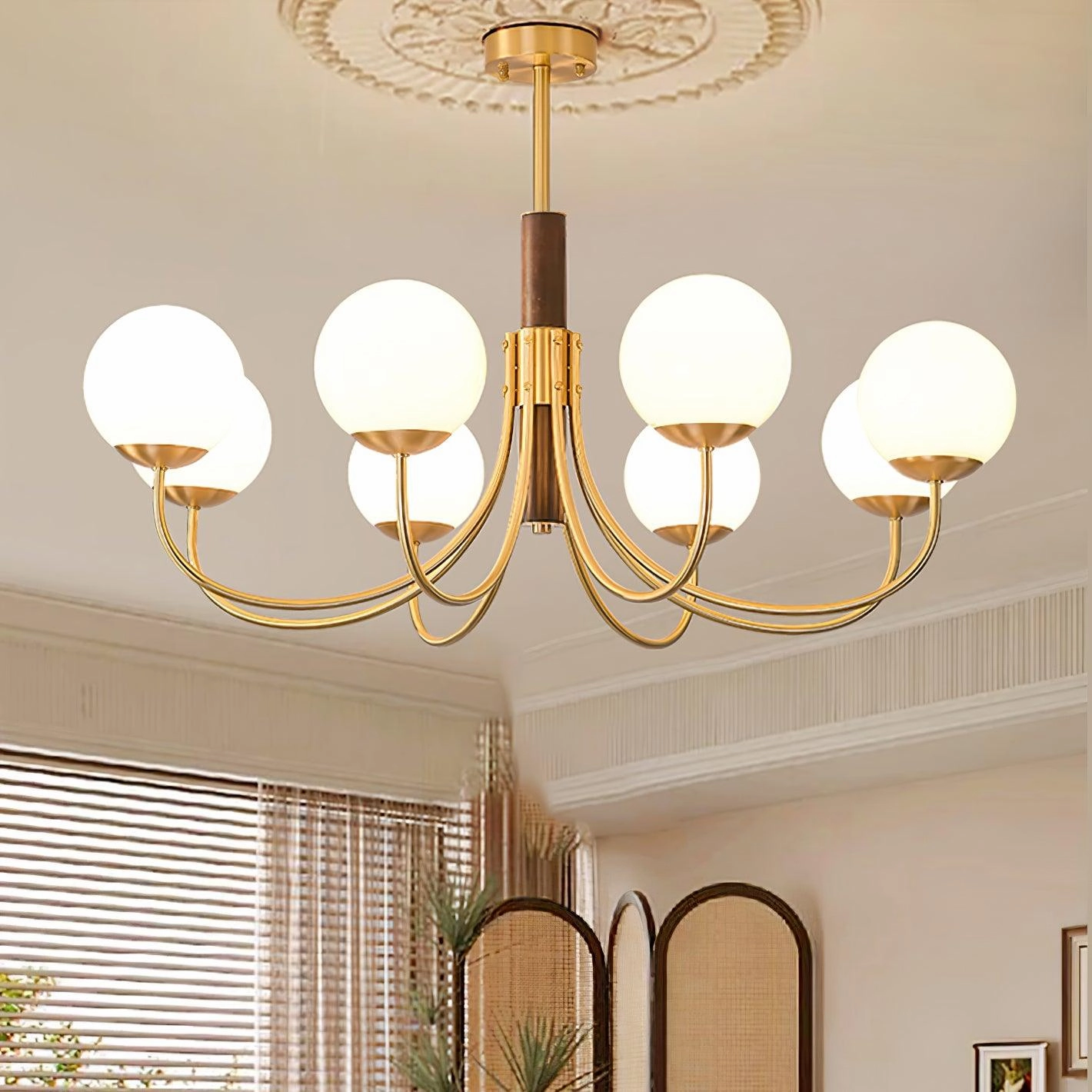 Midas Touch Walnut Sphere Chandelier