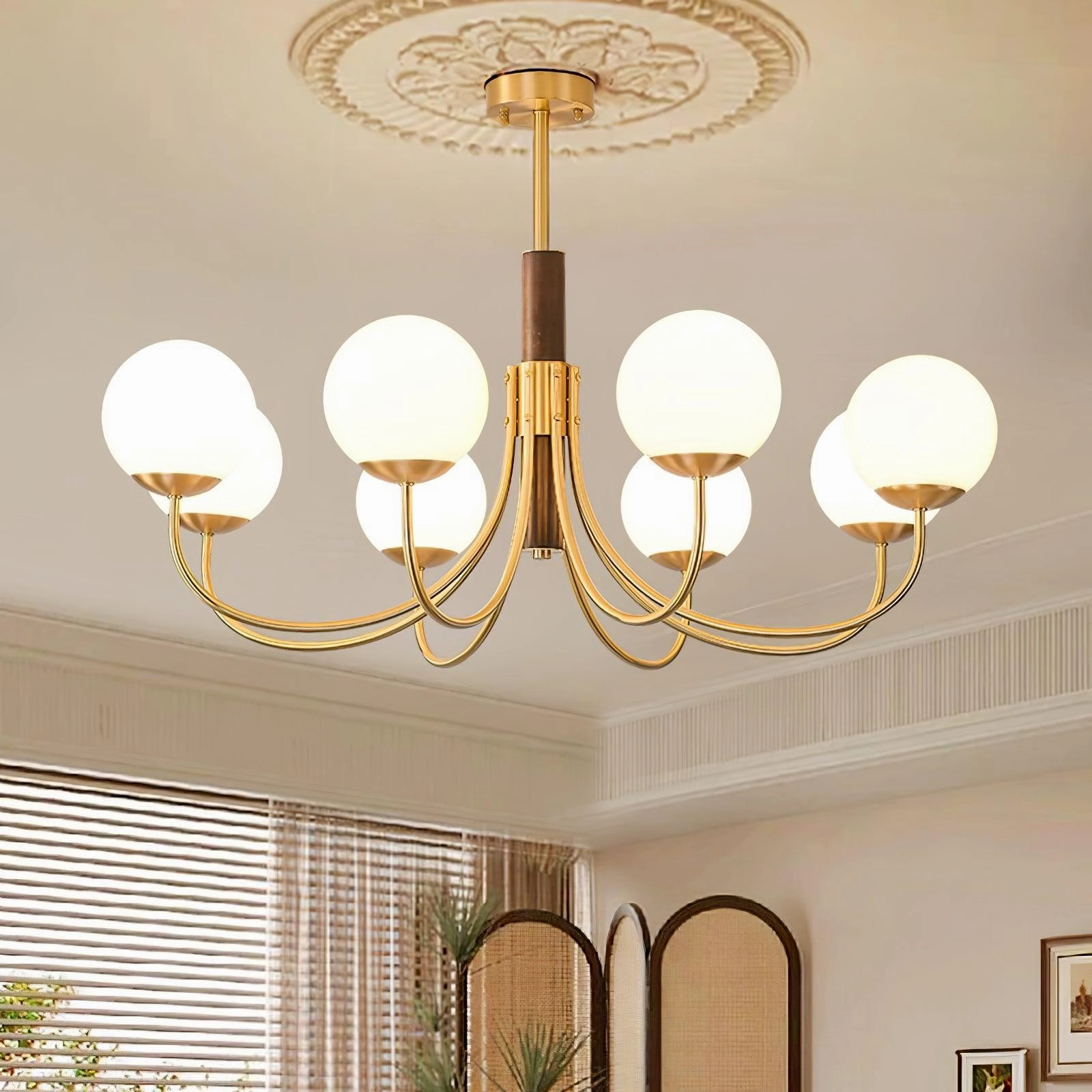 Midas Touch Walnut Sphere Chandelier