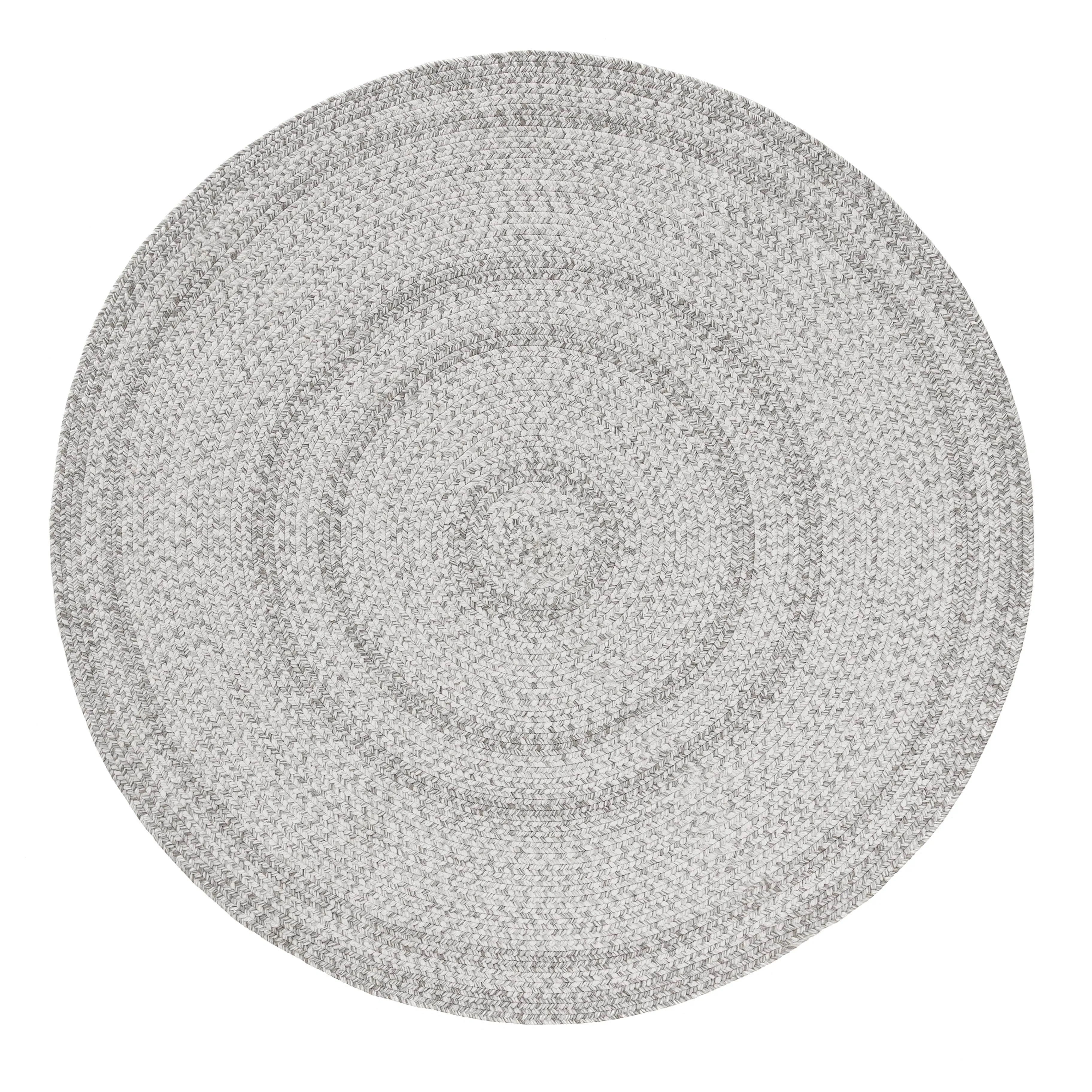 Mika Grey Braided Flatweave Indoor Outdoor Round Rugmodern color block patchwork rug