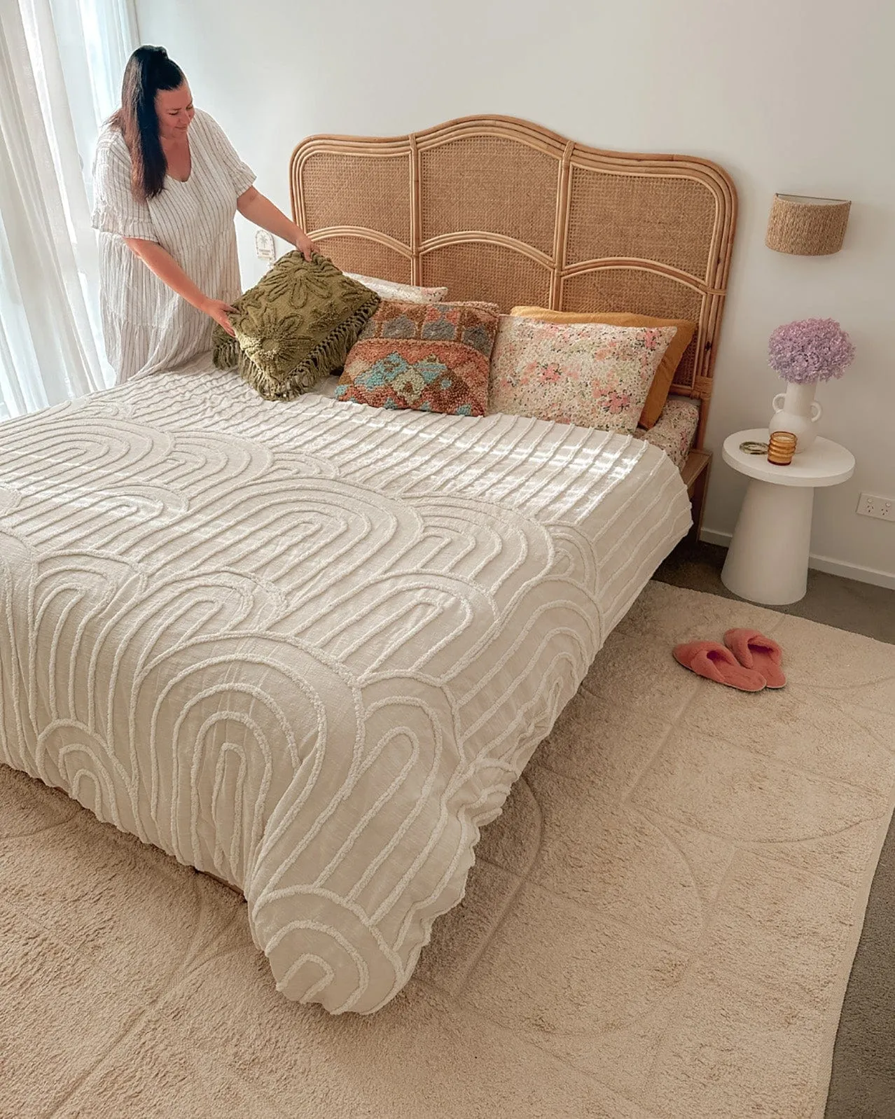 Mikaela Cream Beige Abstract Cotton Washable Rug