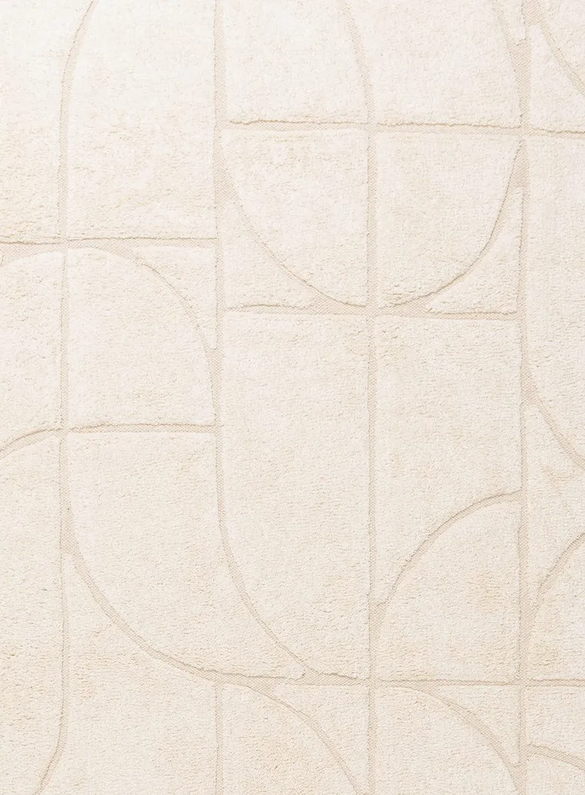 Mikaela Cream Beige Abstract Cotton Washable Rug