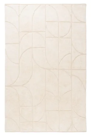 Mikaela Cream Beige Abstract Cotton Washable Rugmodern color block patchwork rug