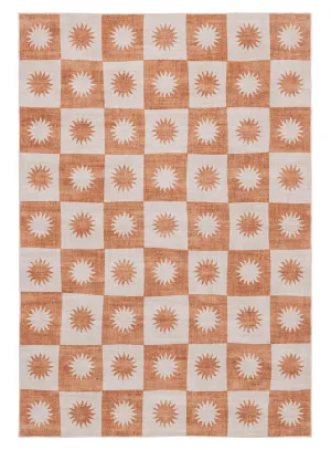 Milena Orange and Beige Washable Rugmodern color block patchwork rug