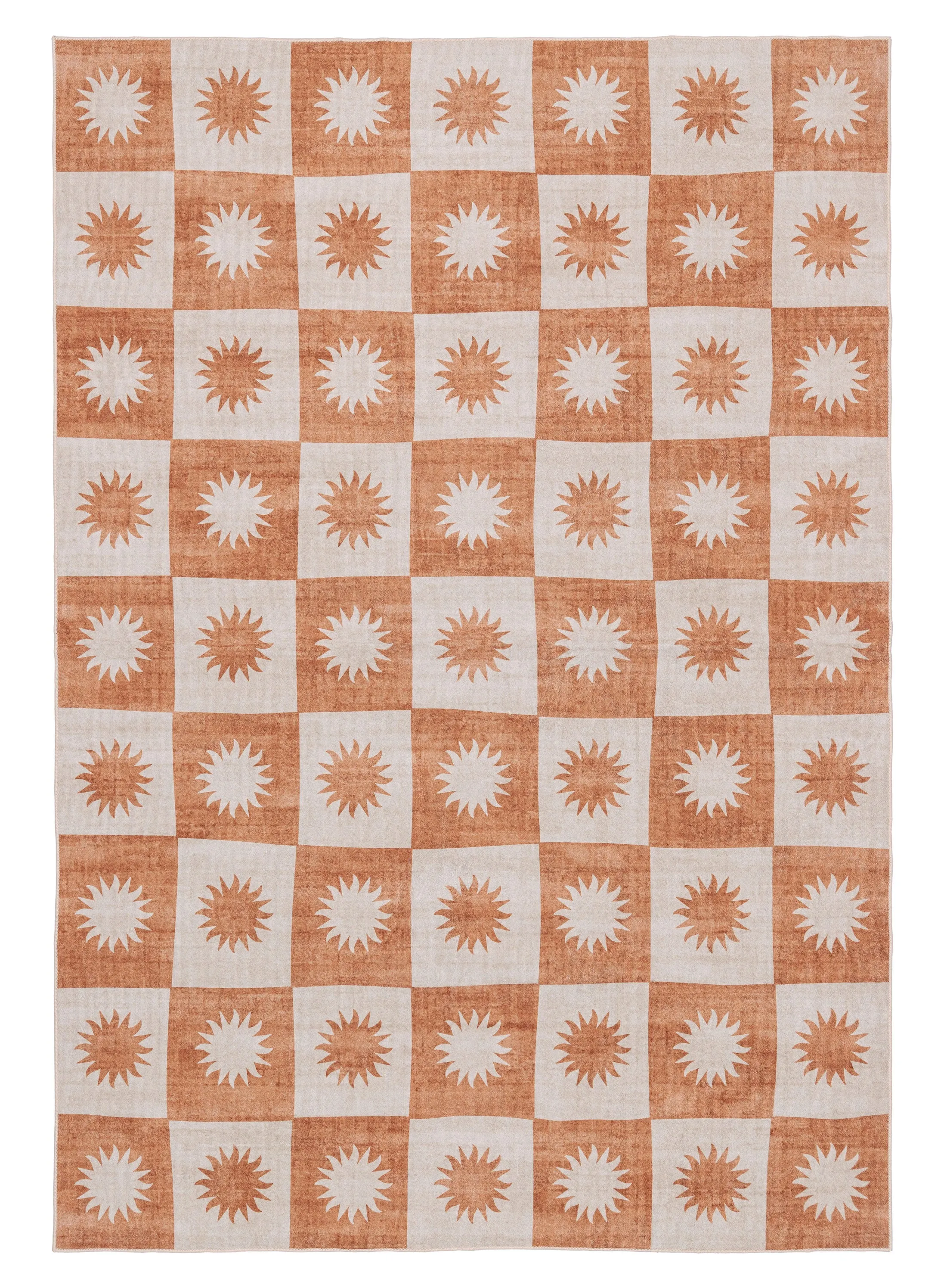 Milena Orange and Beige Washable Rugmodern color block patchwork rug