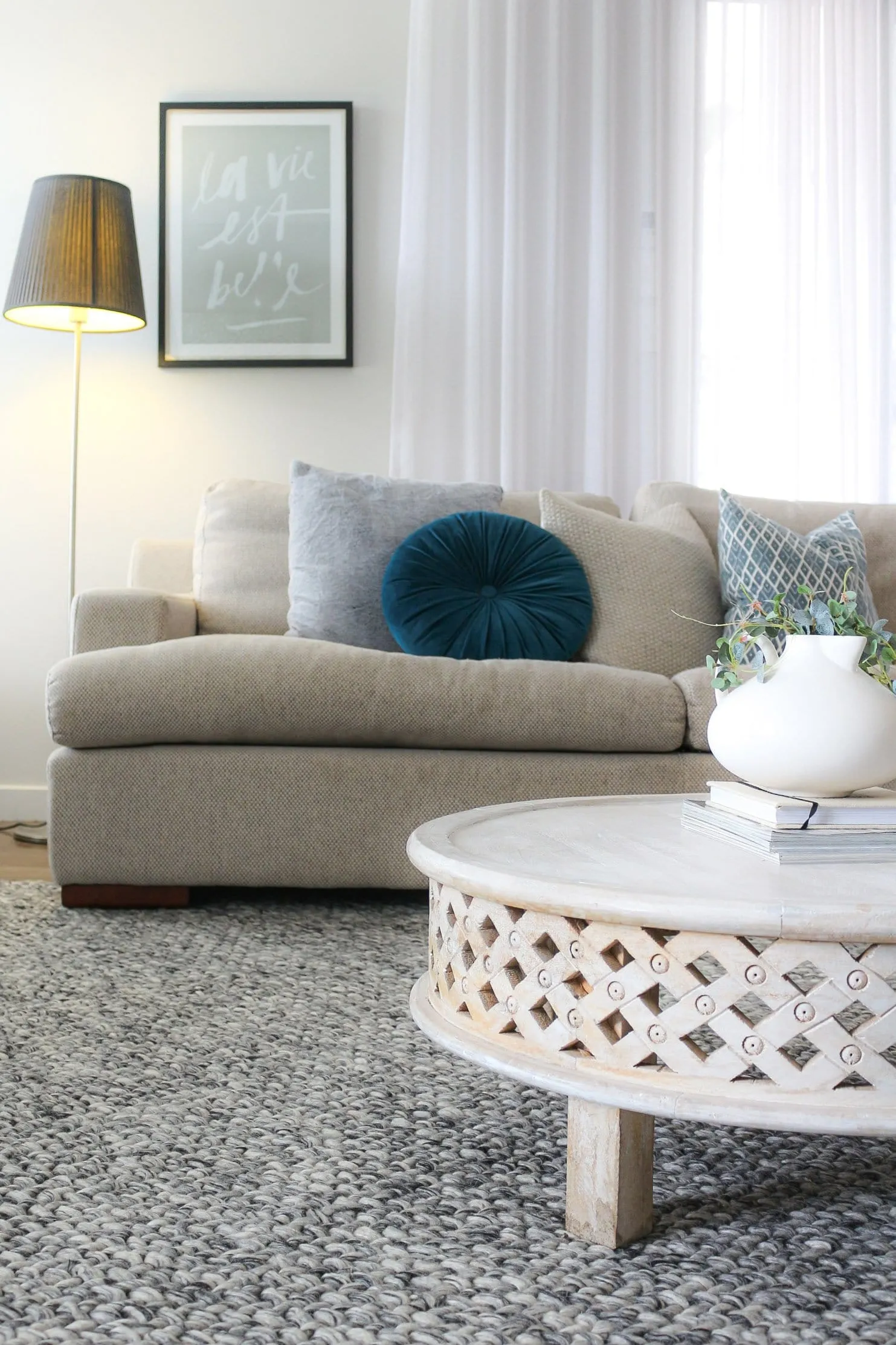 Millicent Dark Grey and Ivory Marble Looped Rug