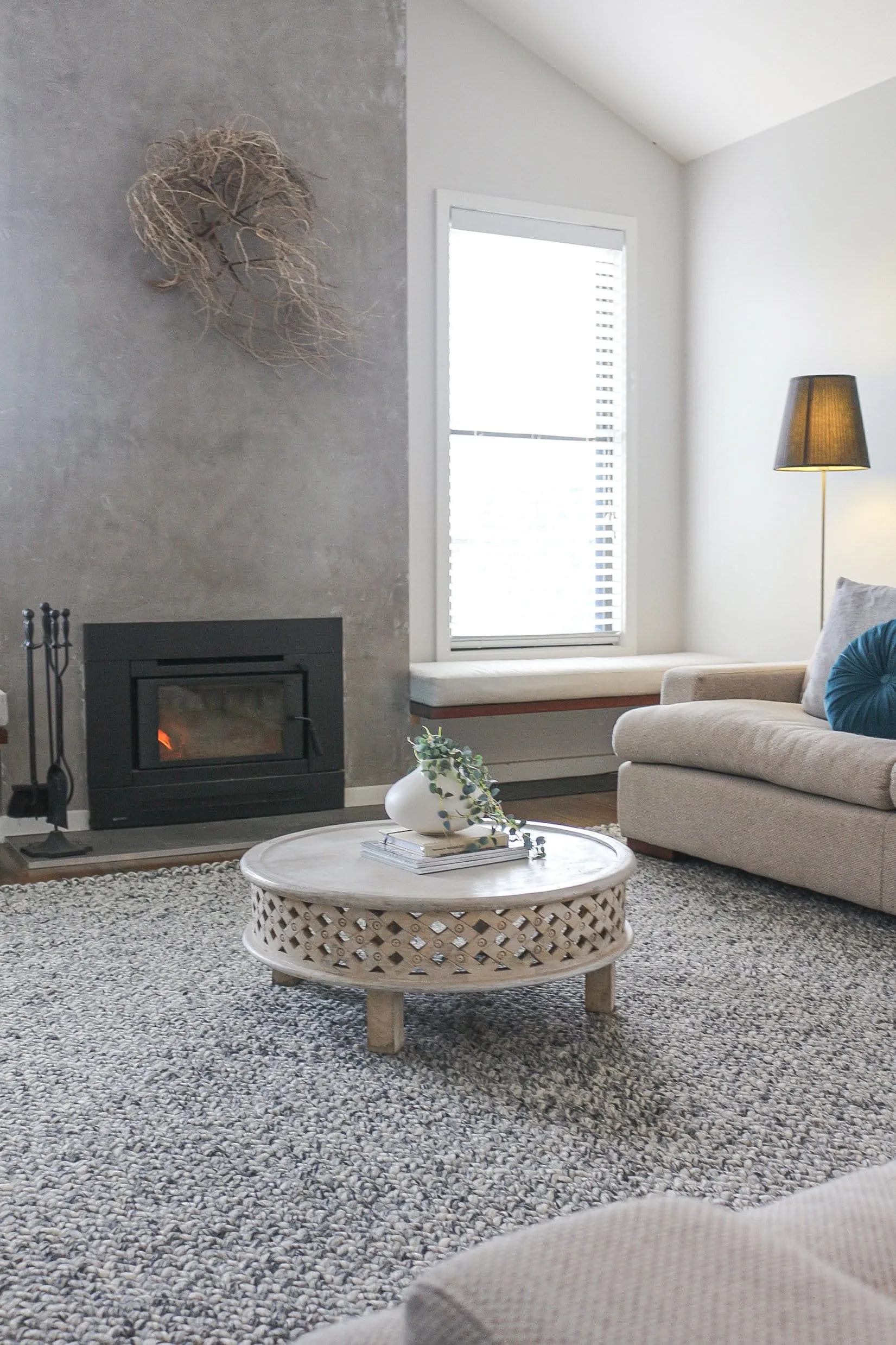 Millicent Dark Grey and Ivory Marble Looped Rug