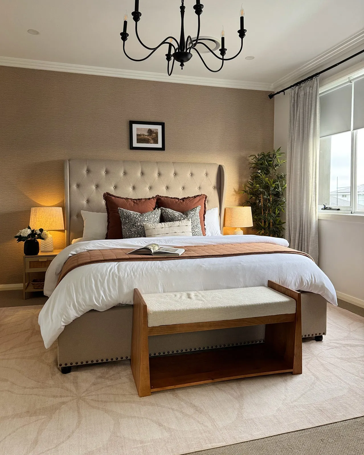 Minar Beige Botanical Washable Rug