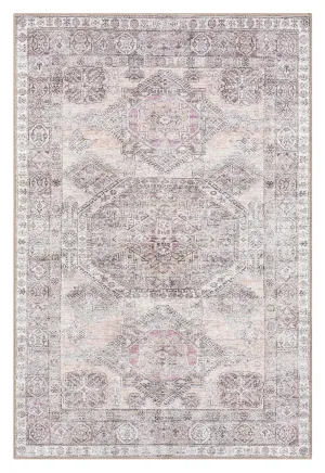 Mindi Grey and Pink Traditional Distressed Washable Rugmodern color block patchwork rug