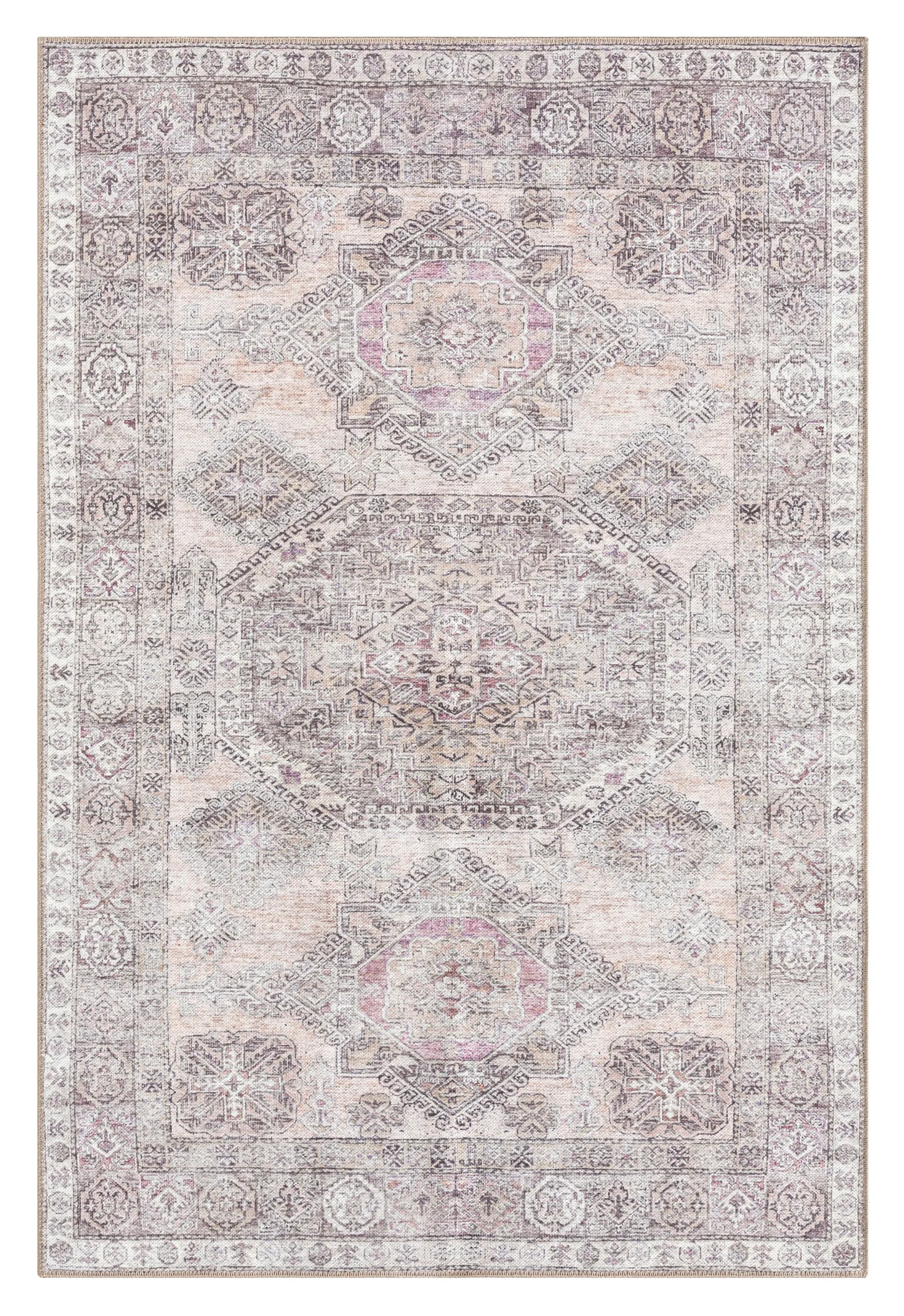Mindi Grey and Pink Traditional Distressed Washable Rugmodern color block patchwork rug