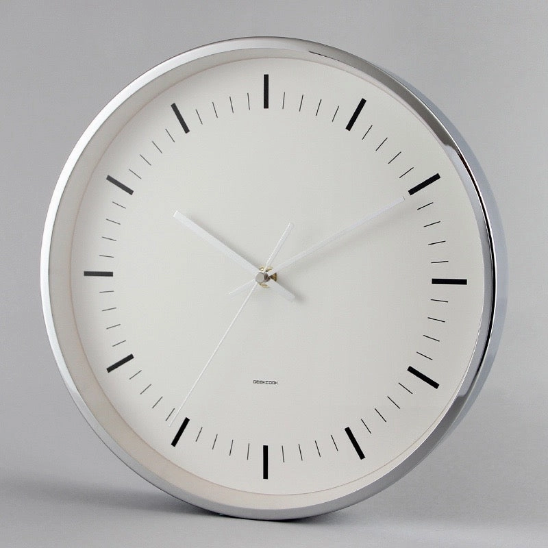 Minimalist Nordic Silver Wall Clock