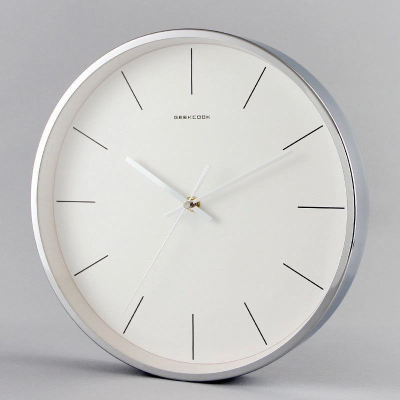 Minimalist Nordic Silver Wall Clock