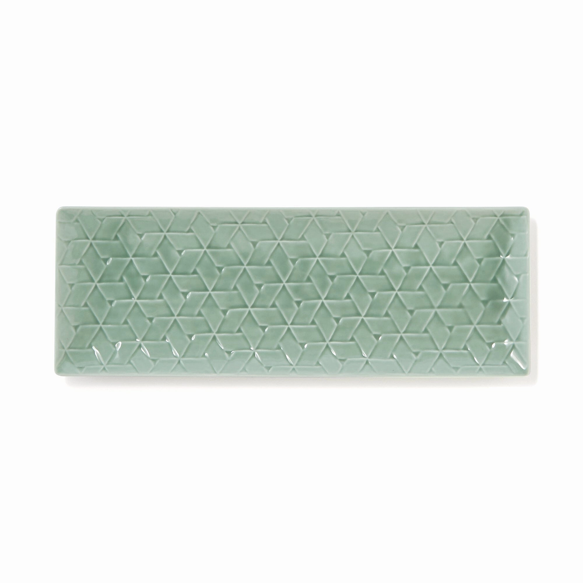 Mino Rectangular Plate Large Greenhand-painted ceramic bowl
