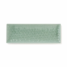 Mino Rectangular Plate Large Greenhand-painted ceramic bowl