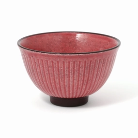 Mino Rice Bowl Shinogi Large Redhand-painted ceramic bowl