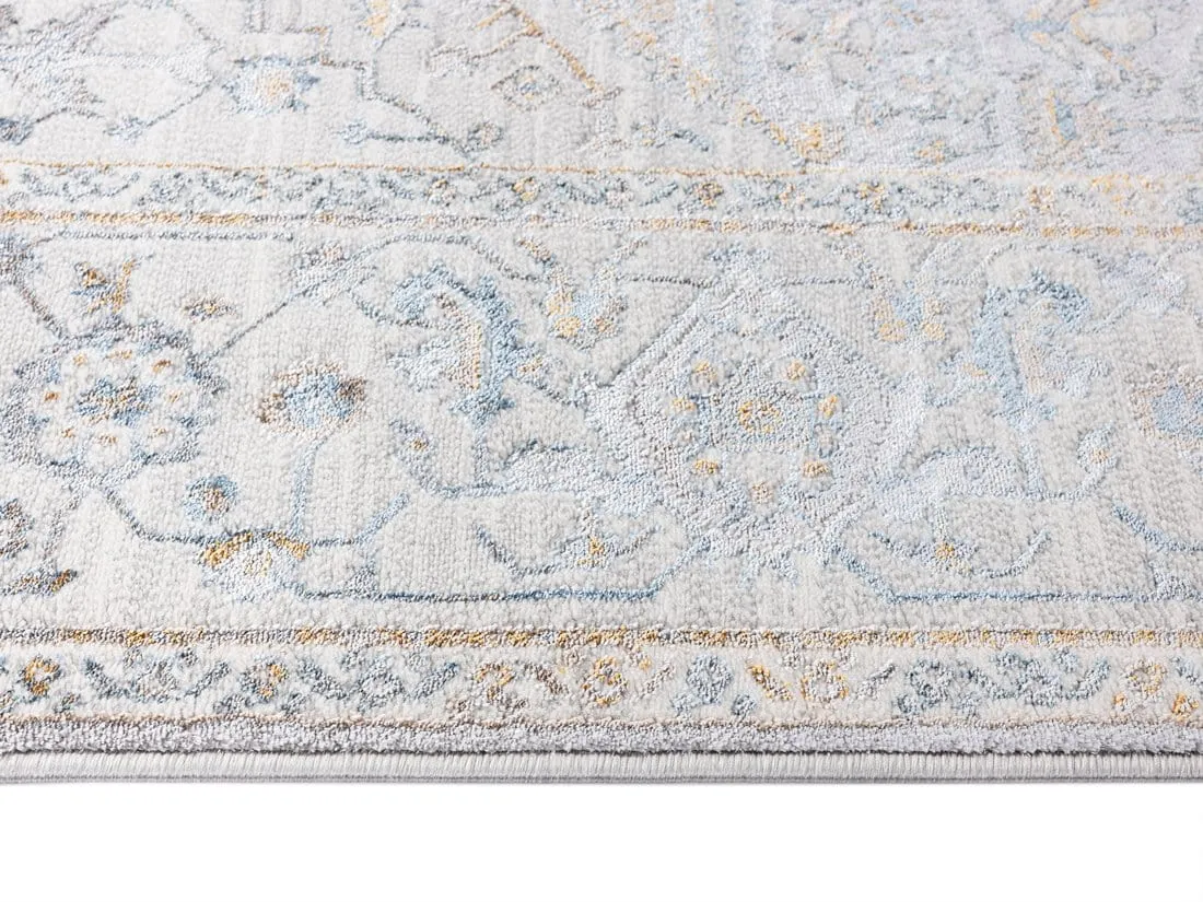 Mira Grey Tan And Blue Lustrous Traditional Rug *NO RETURNS UNLESS FAULTY