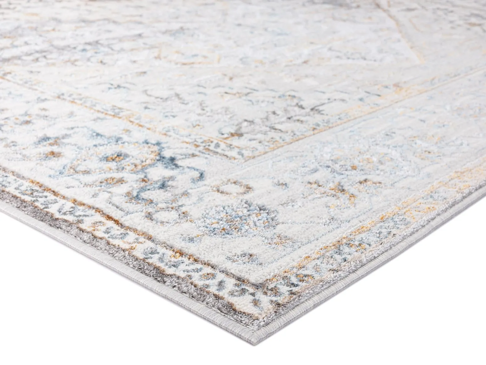 Mira Grey Tan And Blue Lustrous Traditional Rug *NO RETURNS UNLESS FAULTY