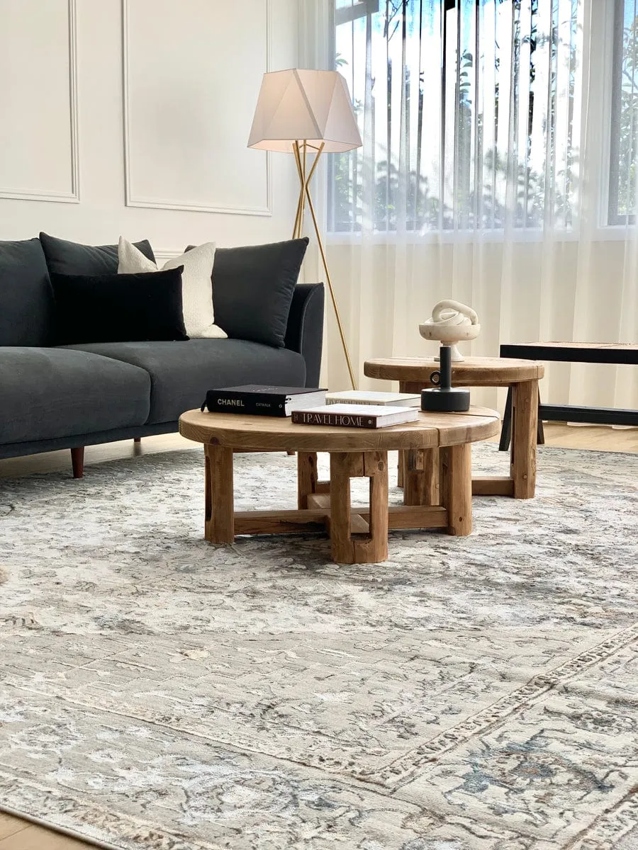 Mira Grey Tan And Blue Lustrous Traditional Rug *NO RETURNS UNLESS FAULTY