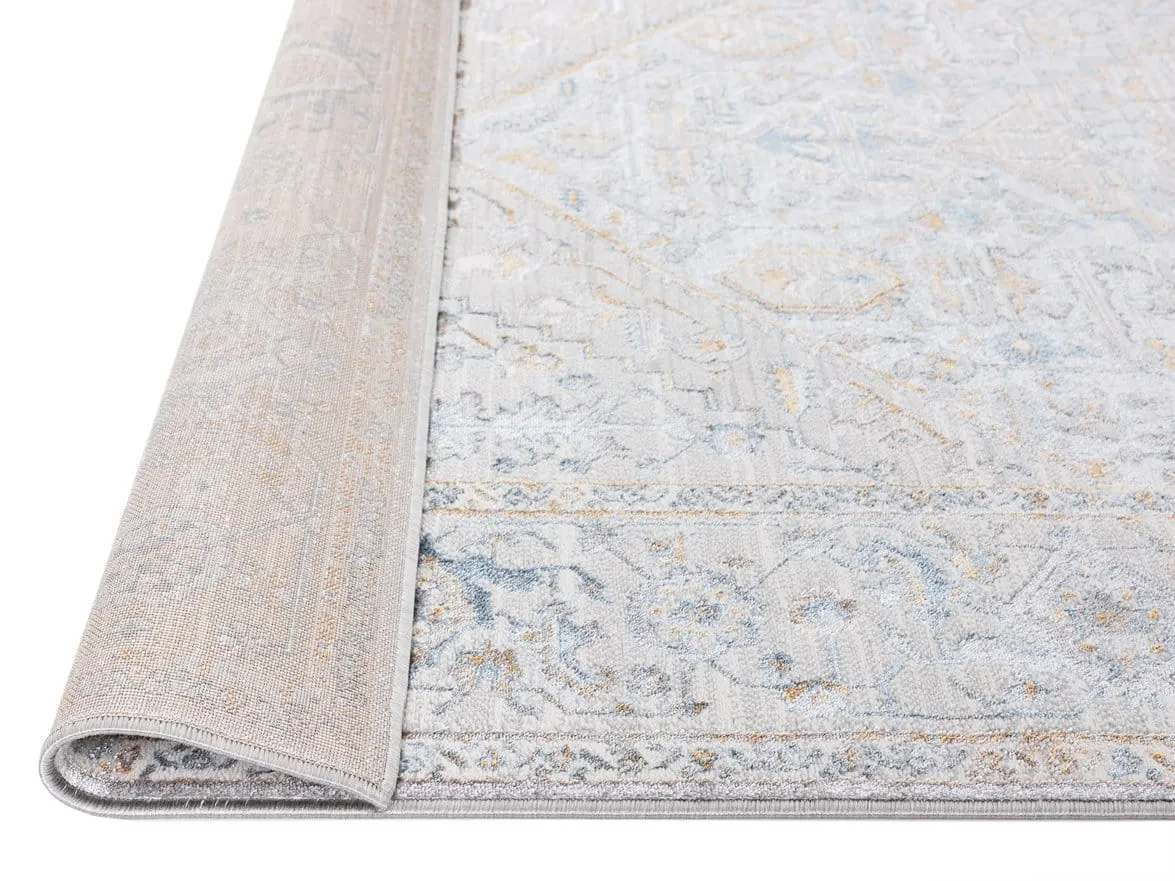 Mira Grey Tan And Blue Lustrous Traditional Rug *NO RETURNS UNLESS FAULTY