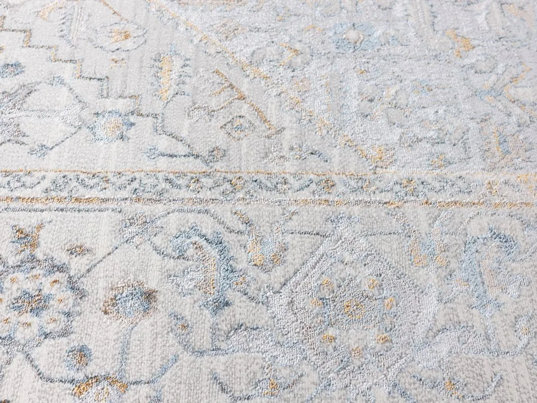 Mira Grey Tan And Blue Lustrous Traditional Rug *NO RETURNS UNLESS FAULTY