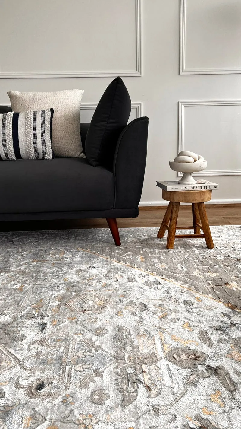 Mira Grey Tan And Blue Lustrous Traditional Rug *NO RETURNS UNLESS FAULTY
