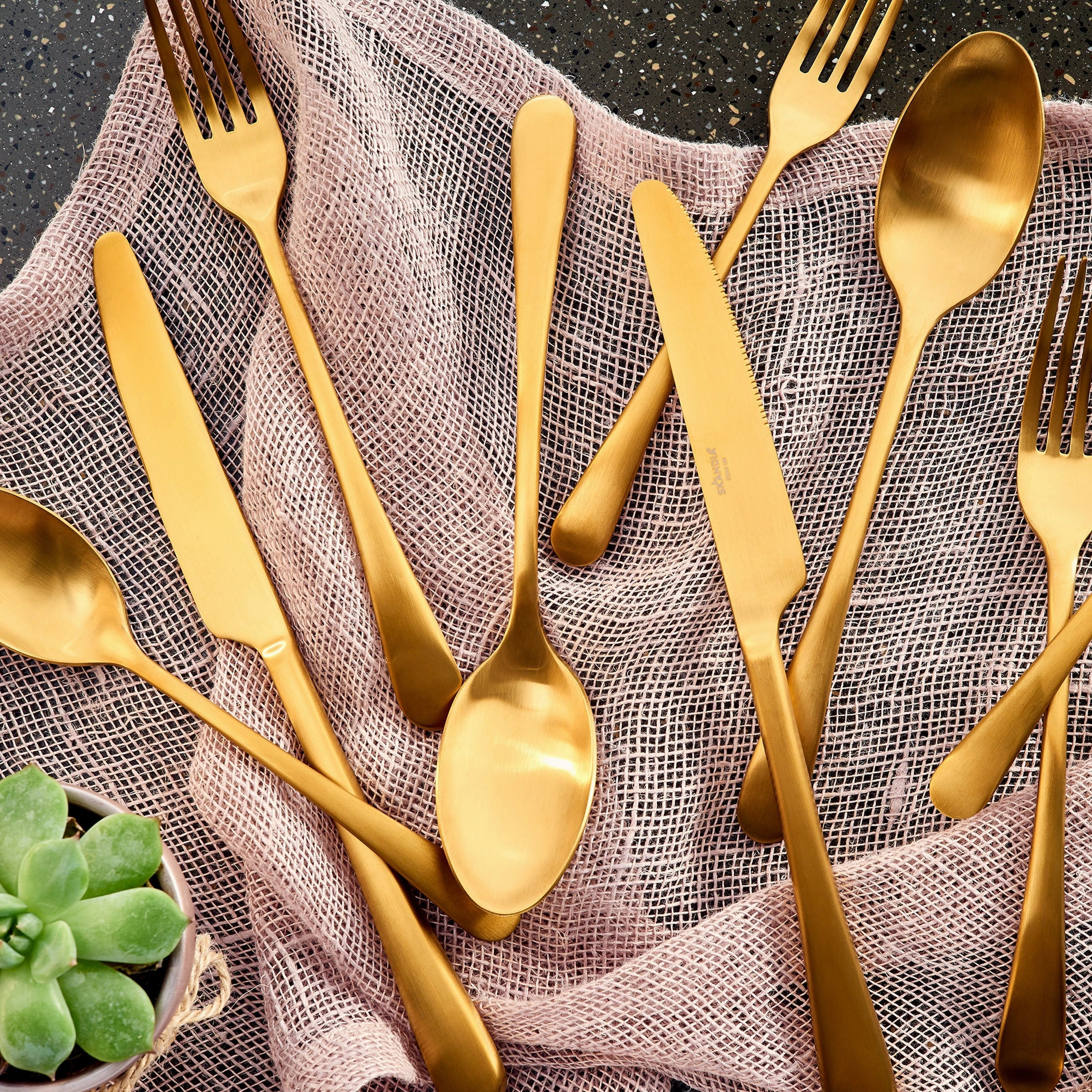 Mirabella Gold Titanium Satin 20 Piece Flatware Set