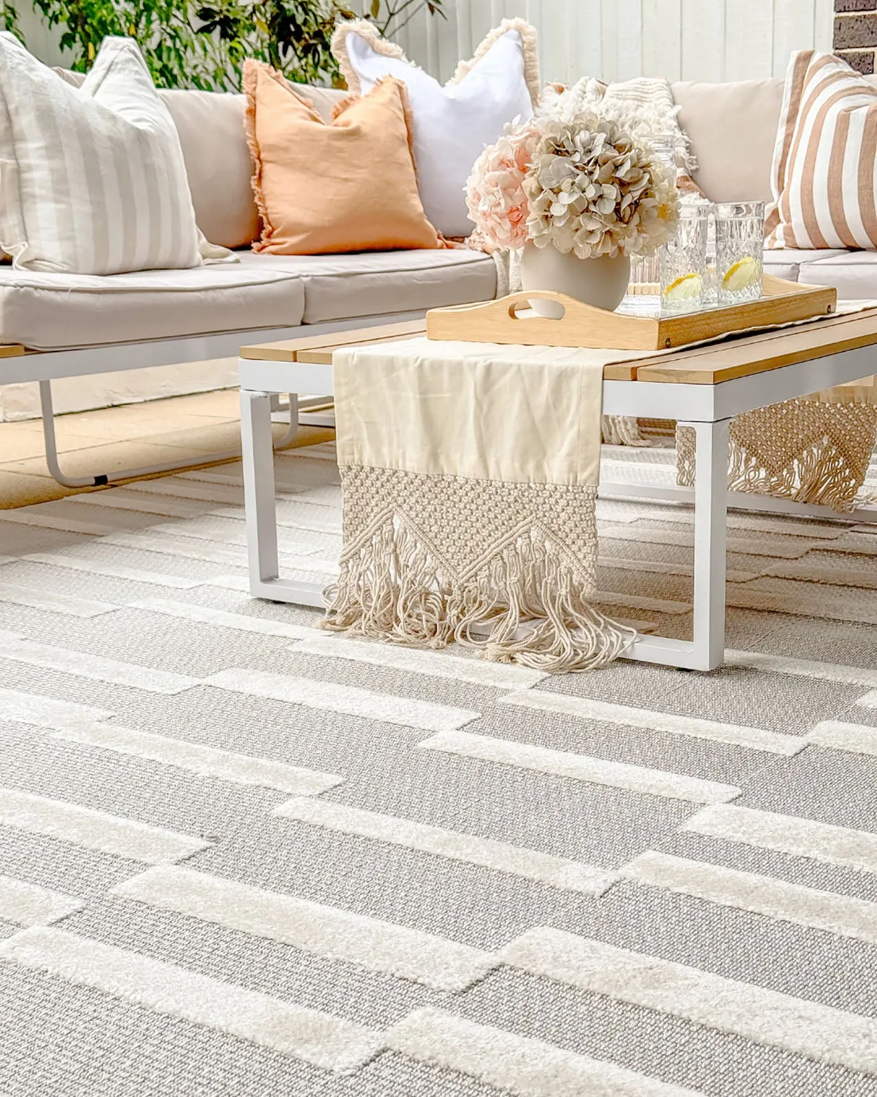 Miran Ivory Cream Striped Indoor Outdoor Rug *NO RETURNS UNLESS FAULTY