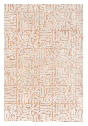 Miranda Peach and Cream Transitional Tribal Rugmodern color block patchwork rug