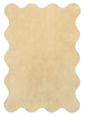 Mirta Beige Brown Scallop Washable Rugmodern color block patchwork rug