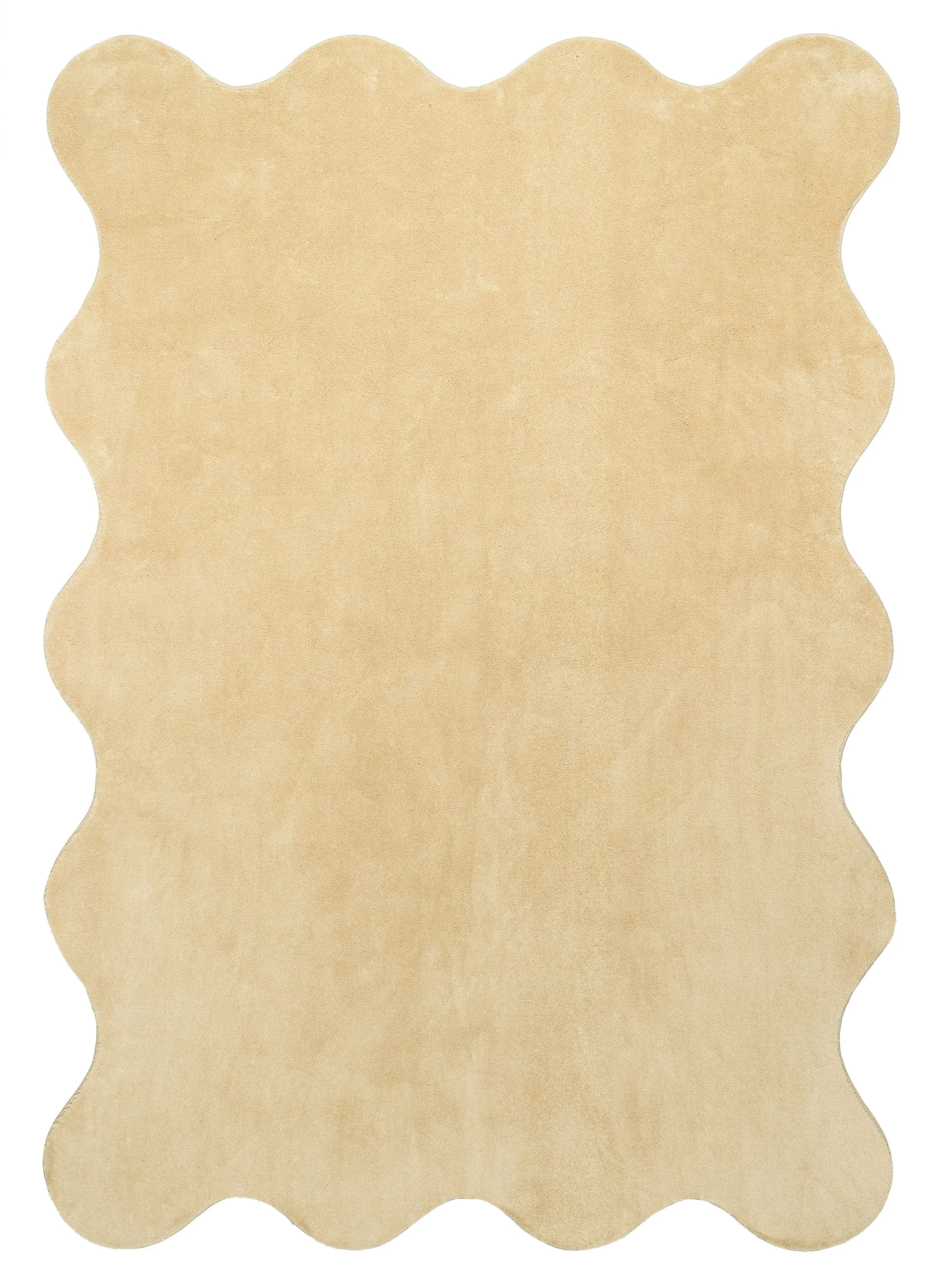 Mirta Beige Brown Scallop Washable Rugmodern color block patchwork rug