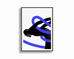 Model Art Portrait Blue Linesmodern abstract painting decor