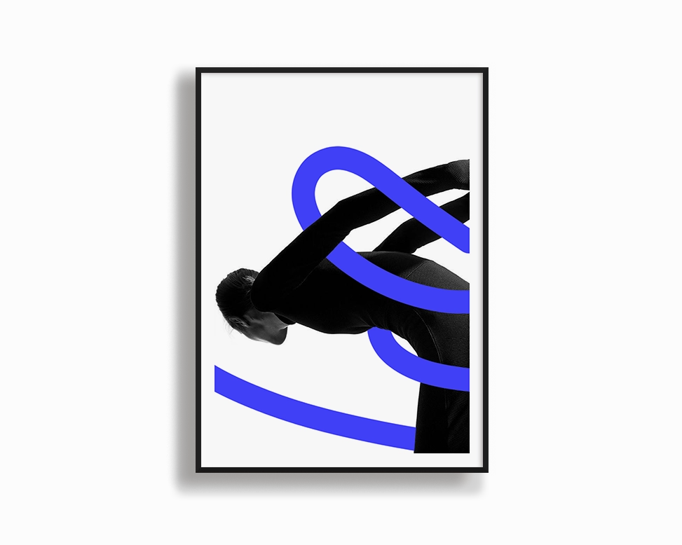 Model Art Portrait Blue Linesmodern abstract painting decor