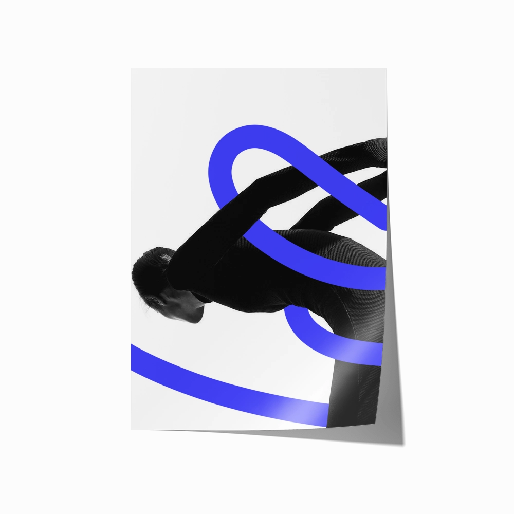 Model Art Portrait Blue Lines