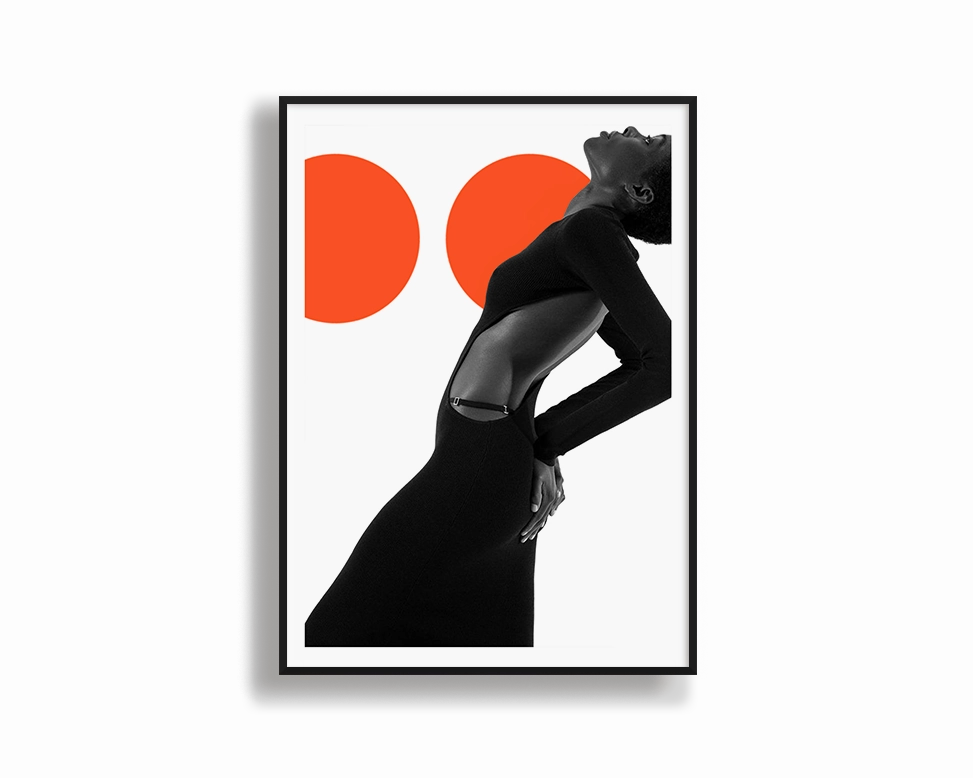Model Art Portrait Orange Circlesnordic style wall decor