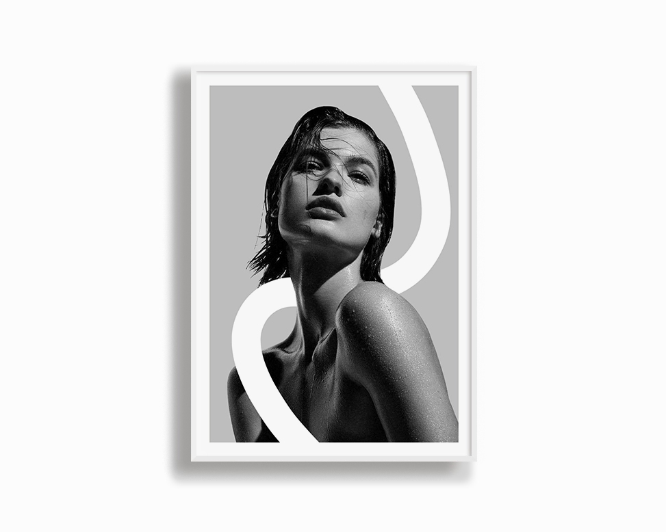 Model Art Portrait White Lines
