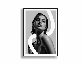 Model Art Portrait White Linesmodern abstract painting decor