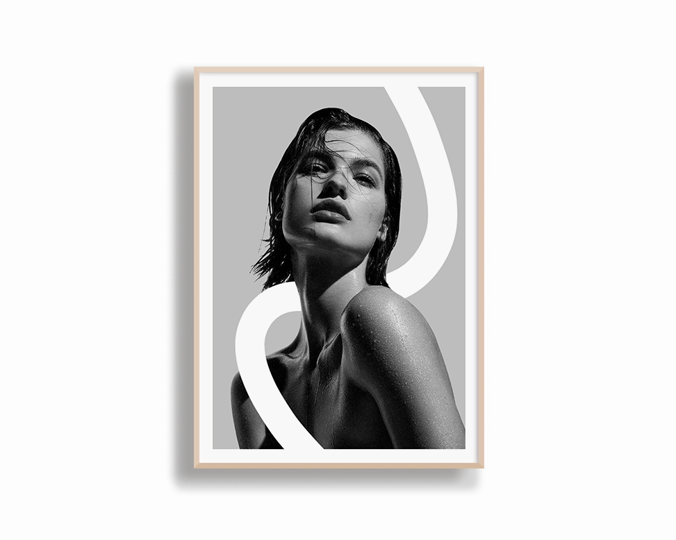 Model Art Portrait White Lines