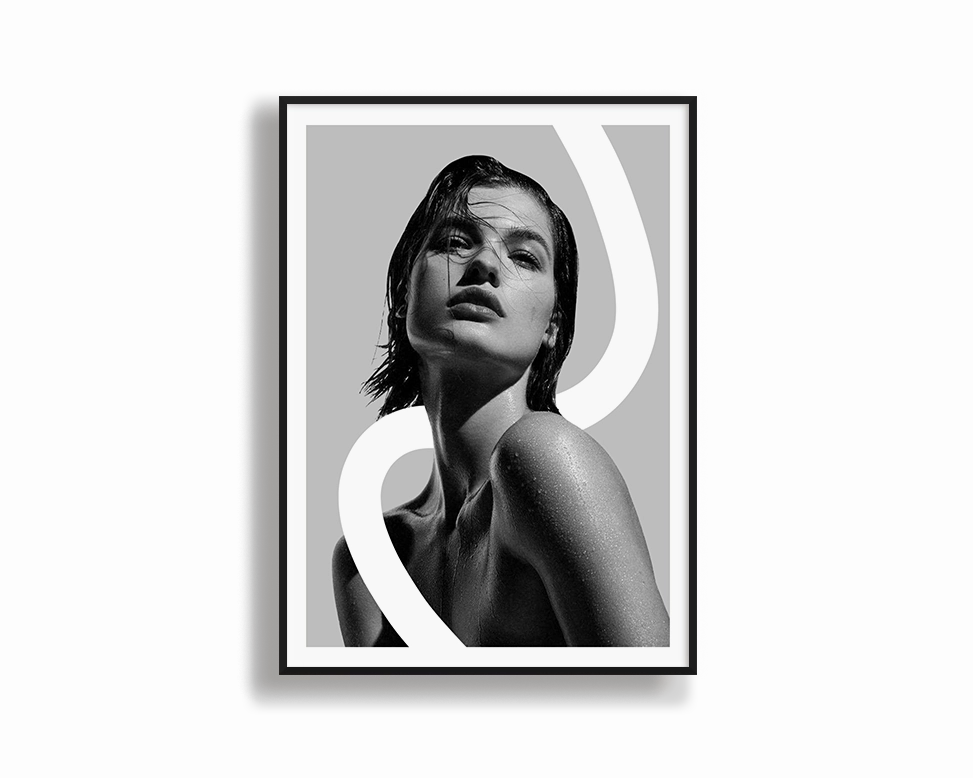 Model Art Portrait White Linesmodern abstract painting decor