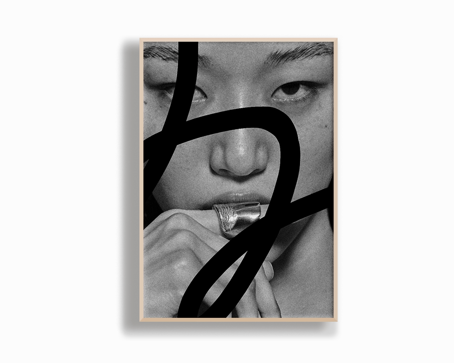 Model Portrait Black Lines