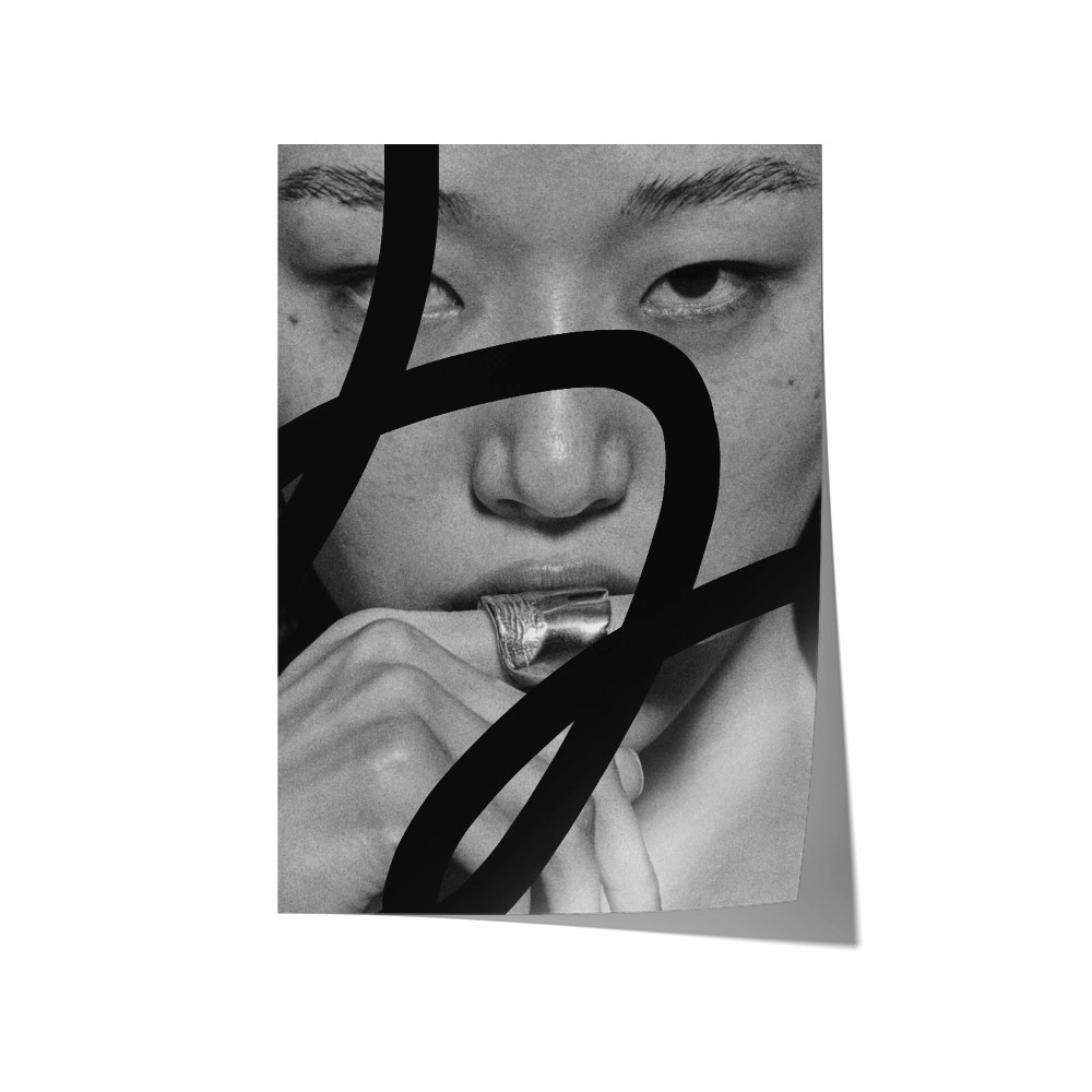 Model Portrait Black Lines