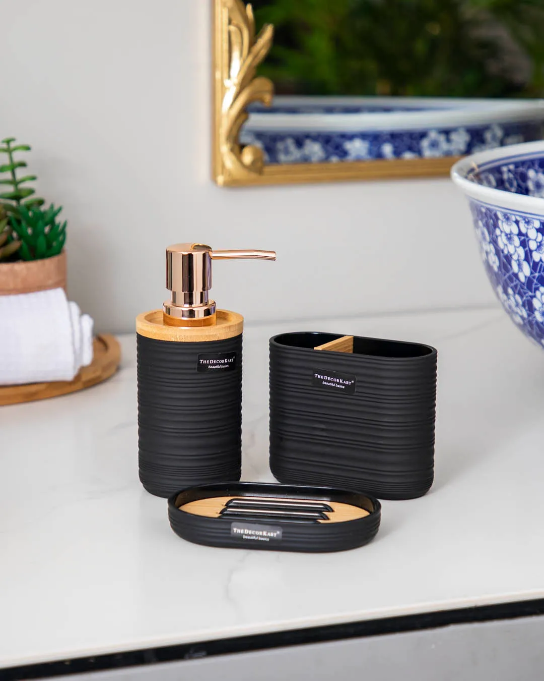 Modern Acrylic 3 Piece Bathroom Set - Black