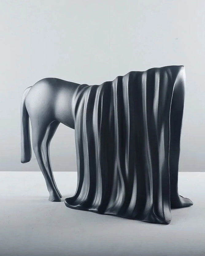 Modern Abstract Animal Sculpture - Black