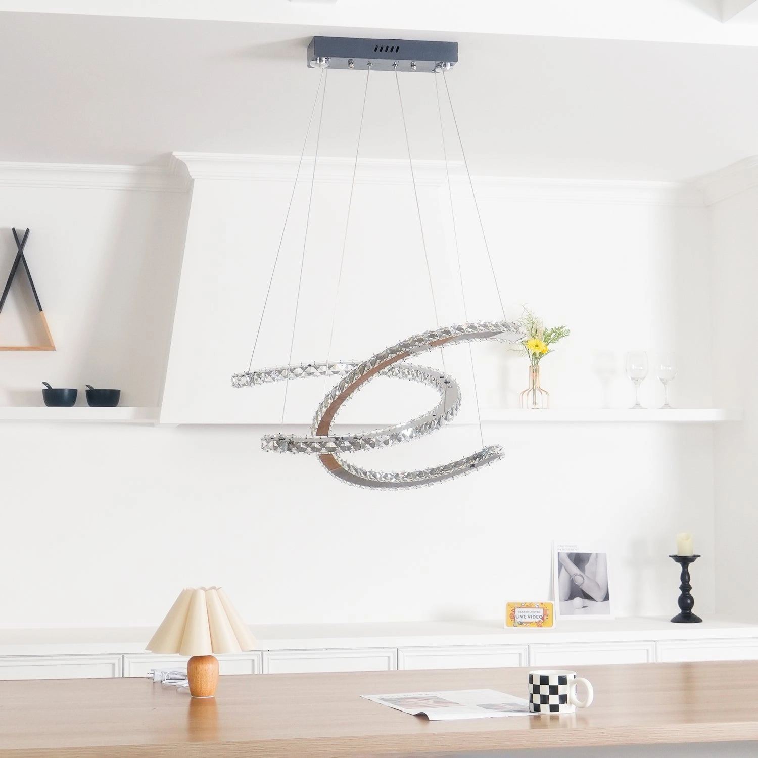 Modern Crystal Double C Chandelier