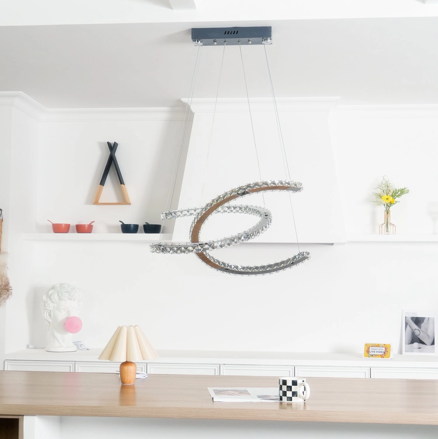 Modern Crystal Double C Chandelier