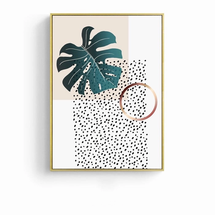 Modern Green Leaf Wall Art With Frame