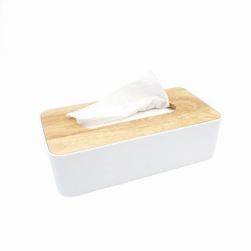 Modern Wood and White Tissue Box