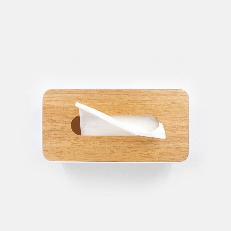 Modern Wood and White Tissue Box